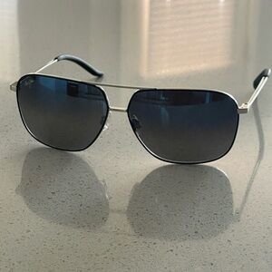 Maui Jim Kami MJ 778-06A Silver Blue Gradient Aviator Sunglasses Polarized +Case